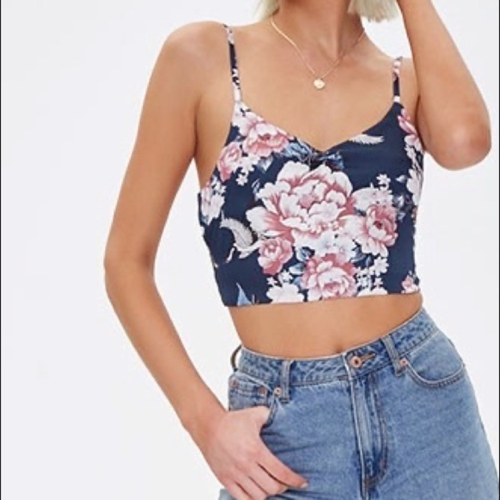 Honey Belle Satin Floral Crop Cami